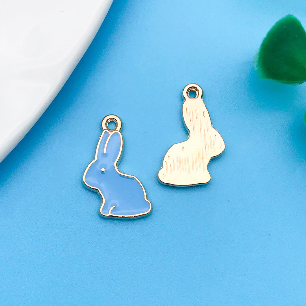 Wholesale Lake Blue Drip Oil Alloy Cartoon Animal Flower DIY Necklace Bracelet Pendant